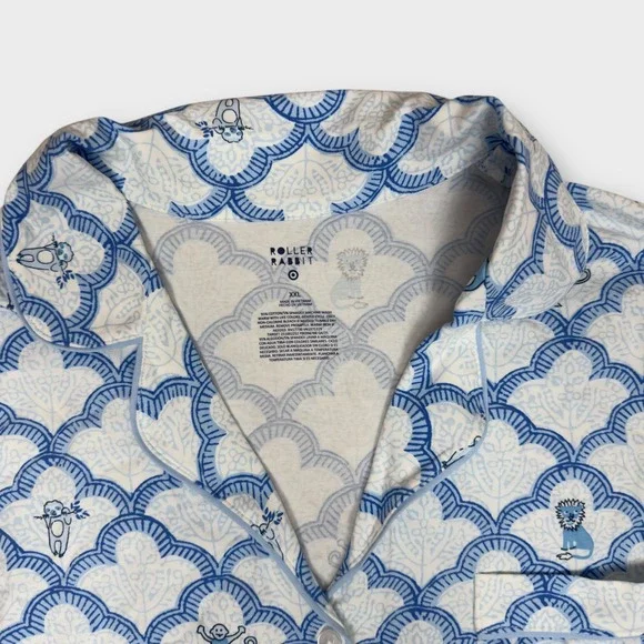 Roller Rabbit x Target Pajama Set Womens XXL Blue Monkey Print Shorts Sleepwear - Picture 5 of 7